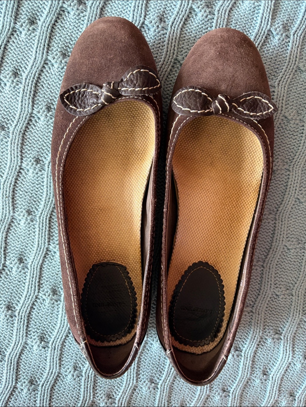 Lands' End Brown Suede Bow Flats